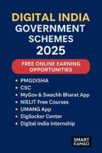 Digital India 2025 Free Earning Opportunities – Official Government Schemes Promotional Banner with smartphone visual