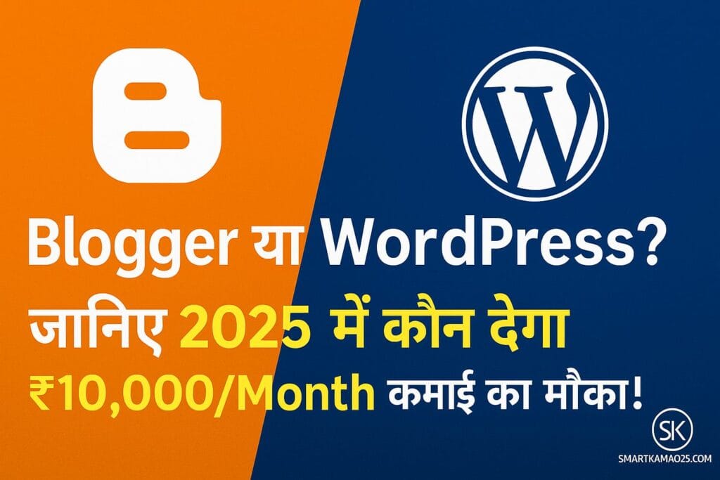 Blogger और WordPress की तुलना 2025 – कौन बेहतर है ₹10,000 कमाई के लिए