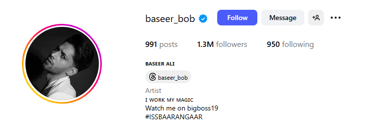 Baseer Ali Net Worth 2025: ₹20Cr+ Social Media, TV और Bigg Boss कमाई 2 Baseer Ali Instagram