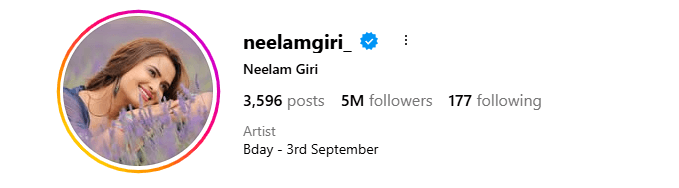 Neelam Giri Instagram