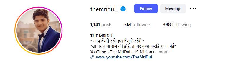 Mridul Tiwari Net Worth 2025: करियर, कंटेंट और कमाई का पूरा सफर 2 Mridul Tiwari Instagram