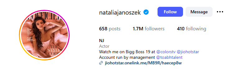 Natalia Janoszek Net Worth 2025: बिग बॉस 19 की सबसे अमीर कंटेस्टेंट! ₹131 करोड़+ की संपत्ति का खुलासा 2 natalia janoszek instagram