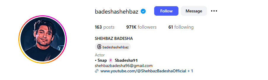 Shehbaz Badesha Net Worth 2025: Bigg Boss से सोशल मीडिया स्टार तक ₹6 करोड़+ कमाई का सफर! 2 shehbaz badesha instagram