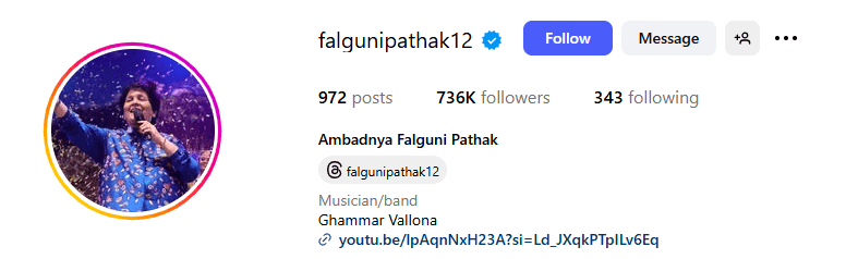 Falguni Pathak Instagram