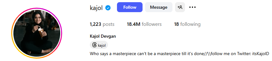 Kajol Mukherjee Devgn Instagran