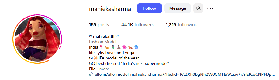 Mahieka Sharma Instagram