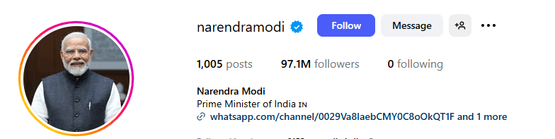 Narendra Modi Instagram