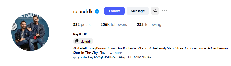 Raj Nidimoru Instagram