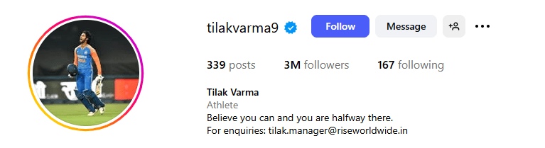 Tilak Varma Instagram