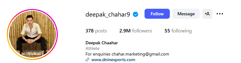 Deepak Chahar Instagram