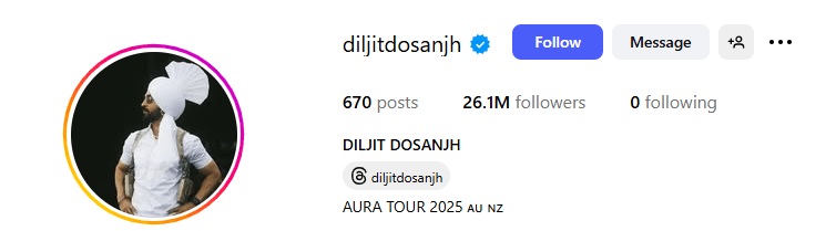 Diljit Dosanjh Instagram