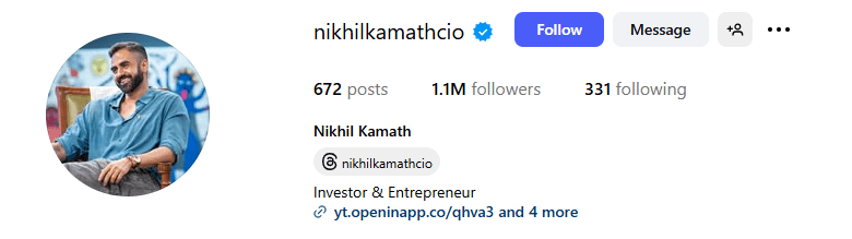 Nikhil Kamath Instagram