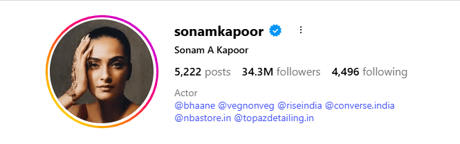Sonam Kapoor Instagram